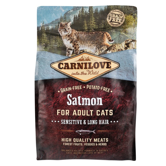 Корм сухий Carnilove Salmon Sensitive & LongHair, для дорослих довгошерстих кішок з чутливим травленням, з лососем, 2 кг