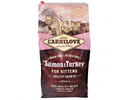 срок до 15.05.2023// Carnilove Cat Salmon & Turkey Kitten с лососем и индейкой для котят 6кг