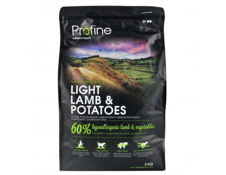 Profine (Профайн) Light Lamb & Potatoes - сухой корм для взрослых собак с лишним весом с ягненком и картофелем 3кг
