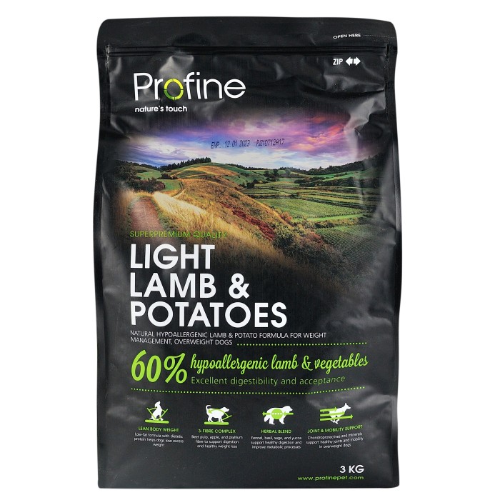 Profine (Профайн) Light Lamb & Potatoes - сухий корм для дорослих собак із зайвою вагою з ягнятком та картоплею 3кг