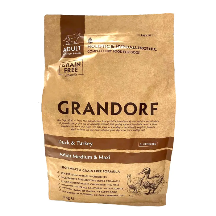 Grandorf DUCK&TURKEY MEDIUM&MAXI - Грандорф сенситив утка/индейка  для собак, 3кг