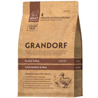 Grandorf DOG DUCK & TURKEY MEDIUM & MAXI - Грандорф Сухой комплексный корм для взрослых собак (всех пород) 10 кг