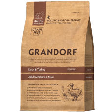Grandorf DOG DUCK & TURKEY MEDIUM & MAXI - Грандорф Сухой комплексный корм для взрослых собак (всех пород) 10 кг