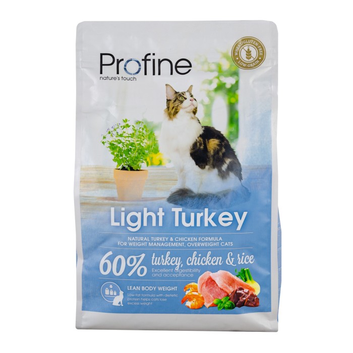 Profine Cat LIGHT корм с натуральным  мясом индейки и рисом  для котов и кошек с избыточным весом 2кг