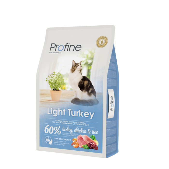 Profine Cat LIGHT корм с натуральным  мясом индейки и рисом  для котов и кошек с избыточным весом 10кг