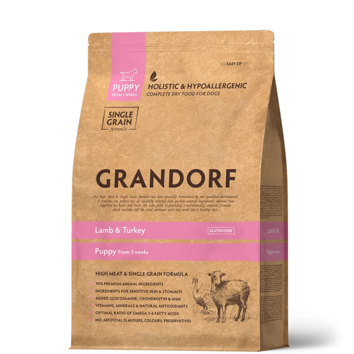 Grandorf Lamb Turkey Puppy - Грандорф Сухой корм с ягнёнком индейкой для щенков с 3х недель 3 КГ