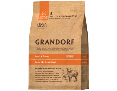Grandorf DOG LAMB & TURKEY JUNIOR- Грандорф Сухий корм з ягнятком та бурим рисом для юніорів з 4х місяців 10кг