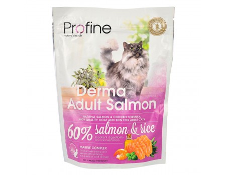 Profine Cat Derma натуральный корм с лососем и рисом для длинношерстых и полудлинношерстых котов и кошек 300г