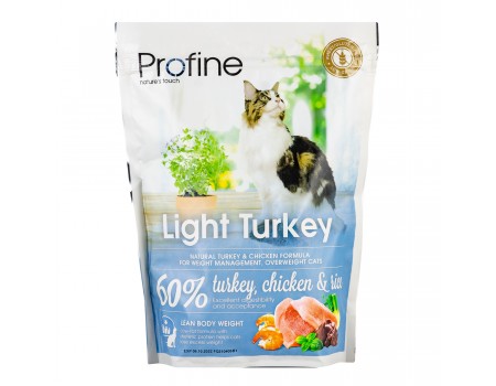 Profine Cat LIGHT корм з натуральним м'ясом індички та рисом для котів та кішок з надмірною вагою 300г