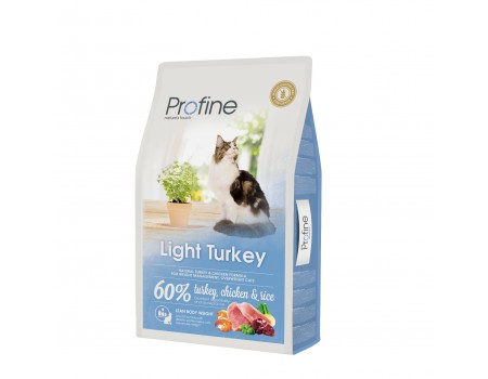 Profine Cat LIGHT корм с натуральным  мясом индейки и рисом  для котов и кошек с избыточным весом 10кг