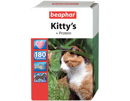 Beaphar Кормовая добавка Kitty's + Protein с протеином для кошек 180 таб.