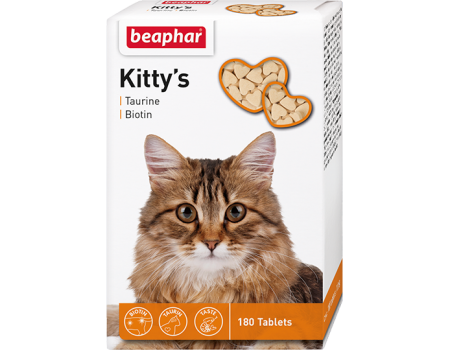 Beaphar Кормовая добавка Kitty's + Taurine-Biotine с биотином и таурином для кошек 180 таб.