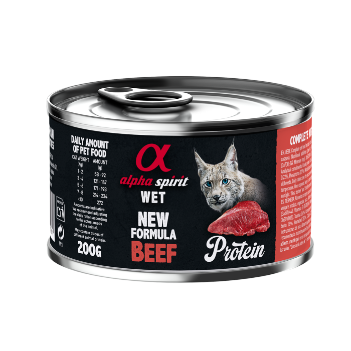 Повнораціонний вологий корм Alpha Spirit Beef, для дорослих котів, яловичина, 200 г