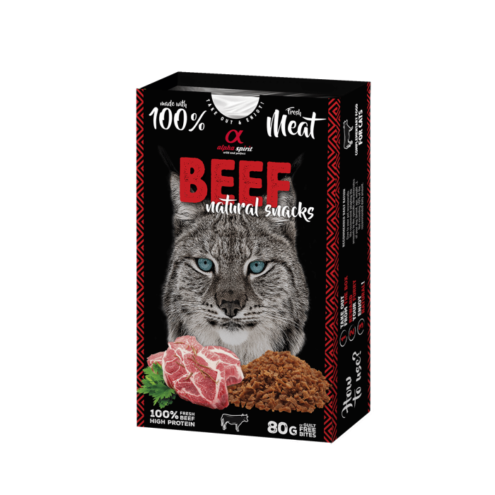 Ласощі для котів Alpha spirit CAT NATURAL SNACK BEEF Натурал Снек, яловичина, 80 г