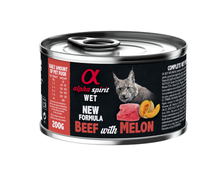 Повнораціонний вологий корм Alpha Spirit Beef with Melon, для дорослих котів, яловичина і диня, 200 г