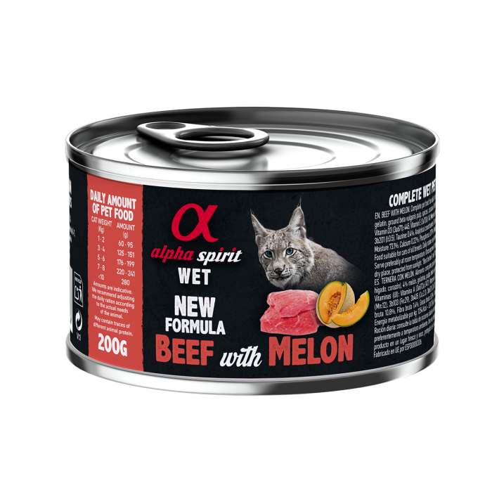 Полнорационный влажный корм Alpha Spirit Beef with Melon, для взрослых кошек, говядина и дыня, 200 г