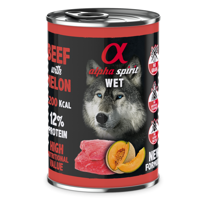 Повнораціонний вологий корм Alpha Spirit Beef with Melon, для дорослих собак, яловичина і диня, 400 г