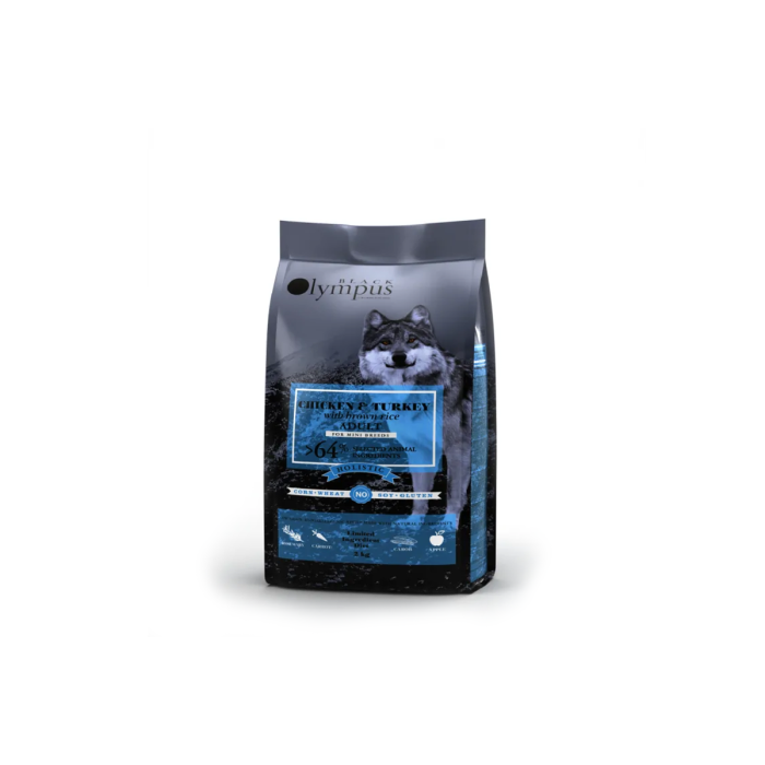 Корм Black Olympus, низкозерновой, для взрослых собак мини пород, курица и коричневый рис, 2 кг