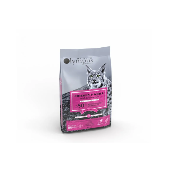 Низкозерновой сухой корм Black Olympus для кошек и котят, курица и криль, 8 кг
