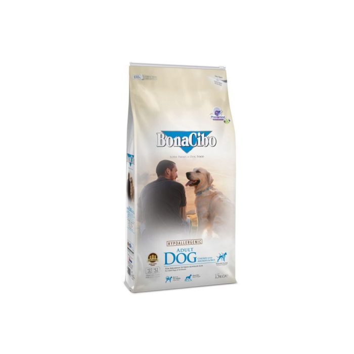 ***BonaCibo Adult Dog Chicken & Rice з анчоусами 4 кг(термін придатності 09.2026)