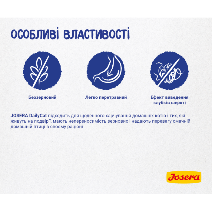 Josera Daily Cat - корм Йозера Дейли Кэт- для домашних кошек живущих во дворе, беззерновой с птицей, 10 кг