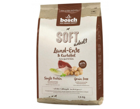 Корм Bosch Soft  Утка+картофель полувлажный корм для Собак 2,5кг
