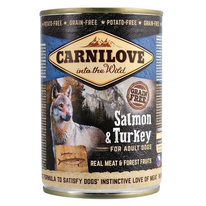 Вологий корм для собак Carnilove, з лососем та індичкою, 400 г