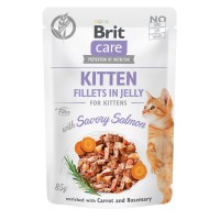 Влажный корм Brit Care Cat pouch, для котят, филе лосося в желе, 85 г