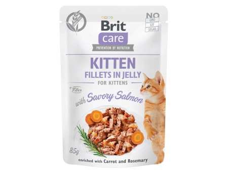 Вологий корм Brit Care Cat pouch, для кошенят, філе лосося в желе, 85 г