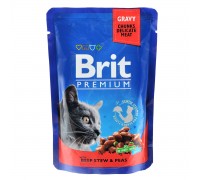 Вологий корм Brit Premium Рагу з яловичини з горошком для дорослих кіш..