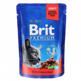 Влажный корм Brit Premium Рагу из говядины с горошком для взрослых кошек 100г