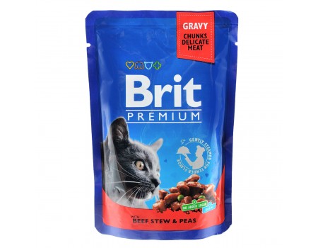 Вологий корм Brit Premium Рагу з яловичини з горошком для дорослих кішок