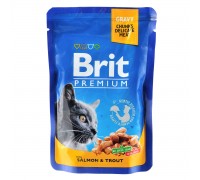 Влажный корм Brit Premium Cat pouch Лосось и форель для взрослых кошек..