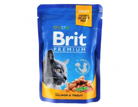 Вологий корм Brit Premium Лосось та форель для дорослих кішок