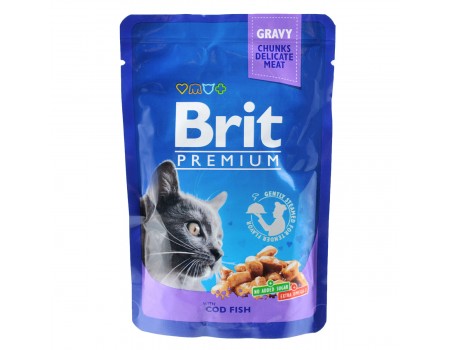 Вологий корм Brit Premium Тріска для дорослих кішок