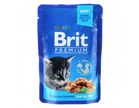 Вологий корм Brit Premium Шматочки з курочкою для кошенят