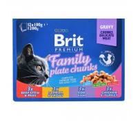Brit Premium Cat Набор паучей Семейная тарелка 4 вкуса 12x100г..