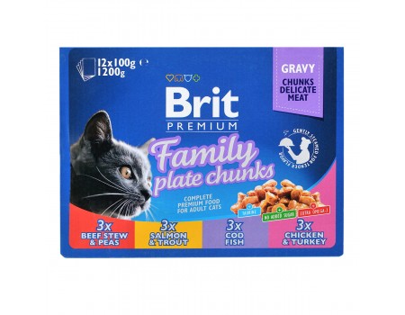 Влажный корм Brit Premium Ассорти Семейная тарелка 4 вкуса