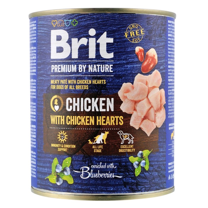 Brit Premium влажный корм для собак с курицей и куриным сердцем 0,8 кг*