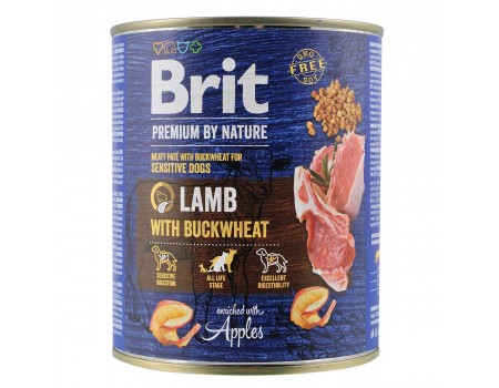Brit Premium влажный корм для собак с ягненком и гречкой 0,8 кг