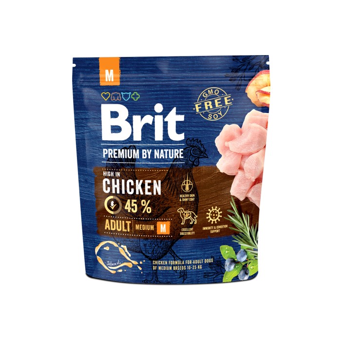 Сухий корм для дорослих собак середніх порід Brit Premium Dog Adult M з куркою, 1 кг