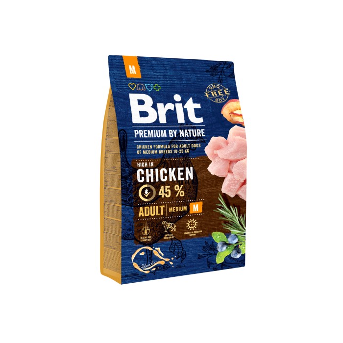 Сухий корм для дорослих собак середніх порід Brit Premium Dog Adult M з куркою, 3 кг