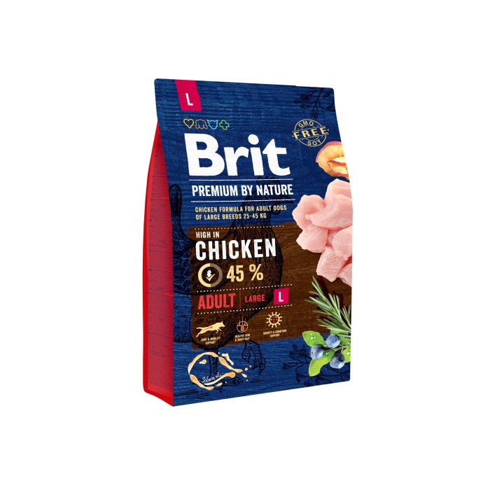 Сухий корм для дорослих собак великих порід Brit Premium Dog Adult L з куркою, 3 кг
