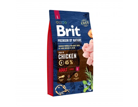 Сухой корм для взрослых собак крупных пород Brit Premium Dog Adult L с курицей, 8 кг
