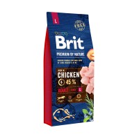 Сухой корм для взрослых собак крупных пород Brit Premium Dog Adult L с курицей, 15 кг