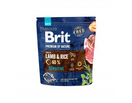 Сухой корм для собак с чувствительным пищеварением Brit Premium Dog Sensitive Lamb с ягненком, 1 кг