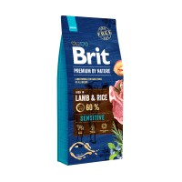Сухой корм для собак с чувствительным пищеварением Brit Premium Dog Sensitive Lamb с ягненком, 15 кг