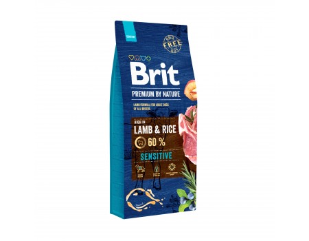 Сухой корм для собак с чувствительным пищеварением Brit Premium Dog Sensitive Lamb с ягненком, 15 кг