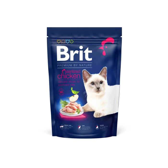 Сухой корм для стерилизованных кошек Brit Premium by Nature Cat Sterilised Chicken с курицей, 1,5 кг