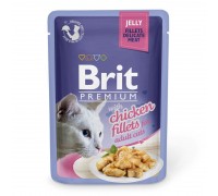 Влажный корм Brit Premium Cat pouch Кусочки куриного филе в желе 85г..